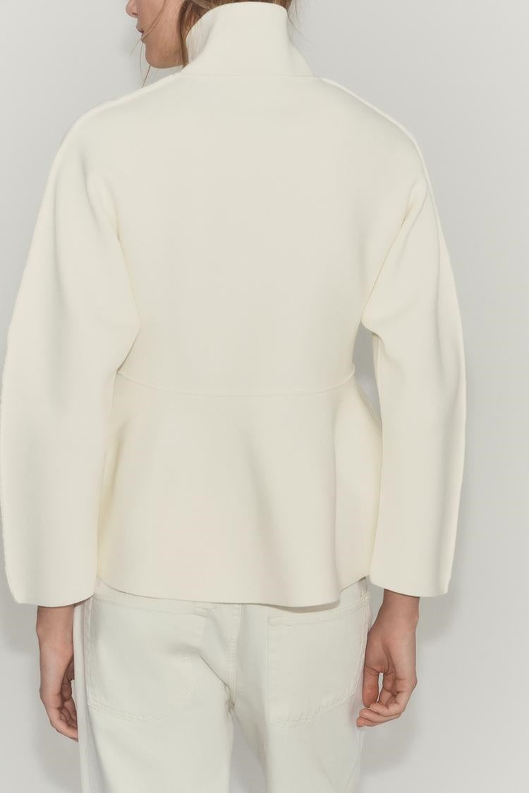 ZA Ivory Peplum Zip-Up Jacket