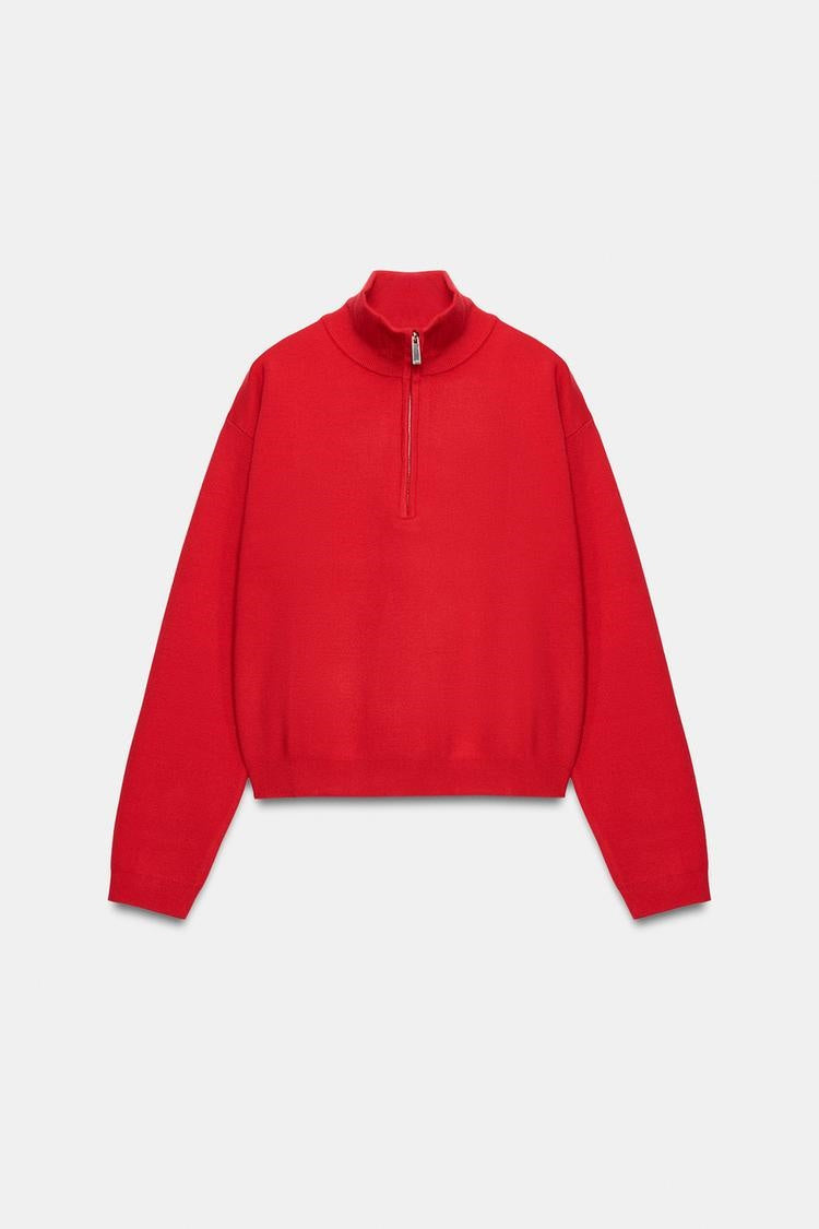 ZA Half-Zip High-Neck Knit Sweater