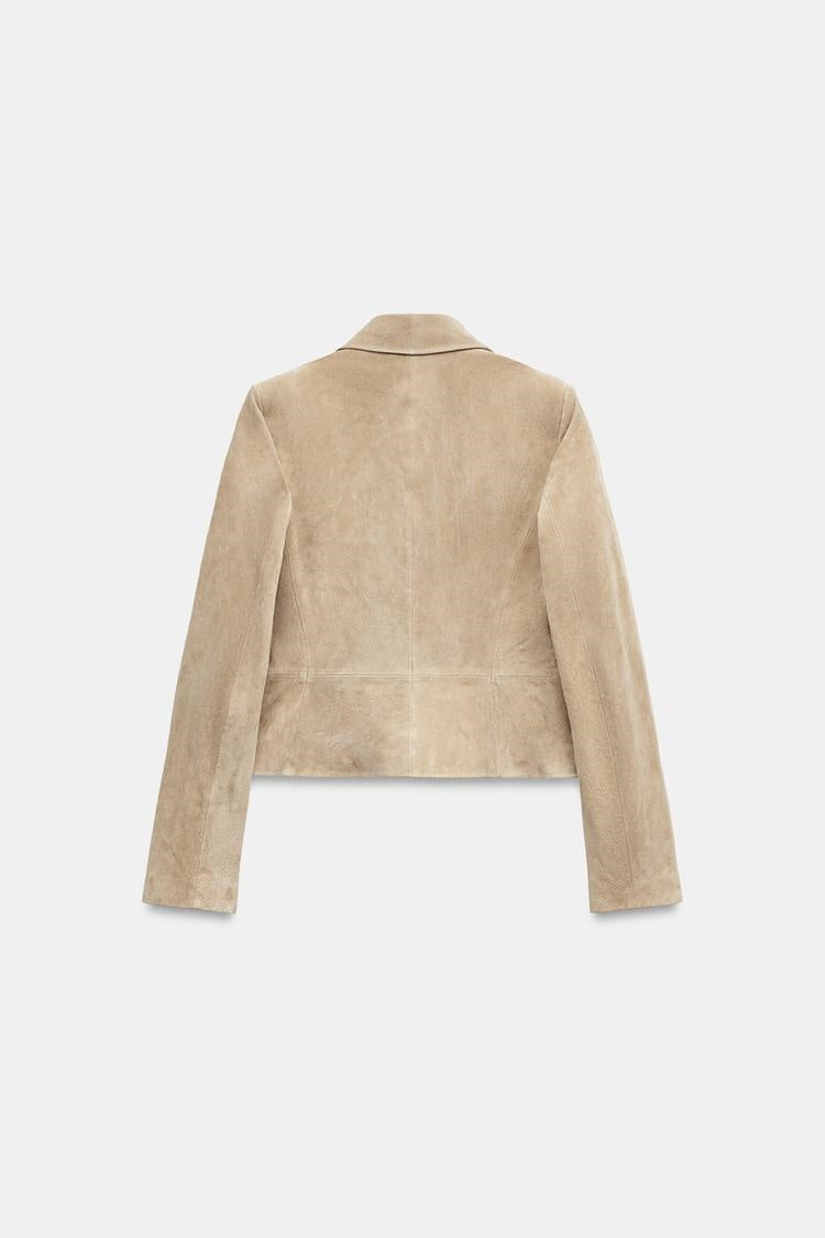 ZA Suede-Effect Double-Breasted Blazer