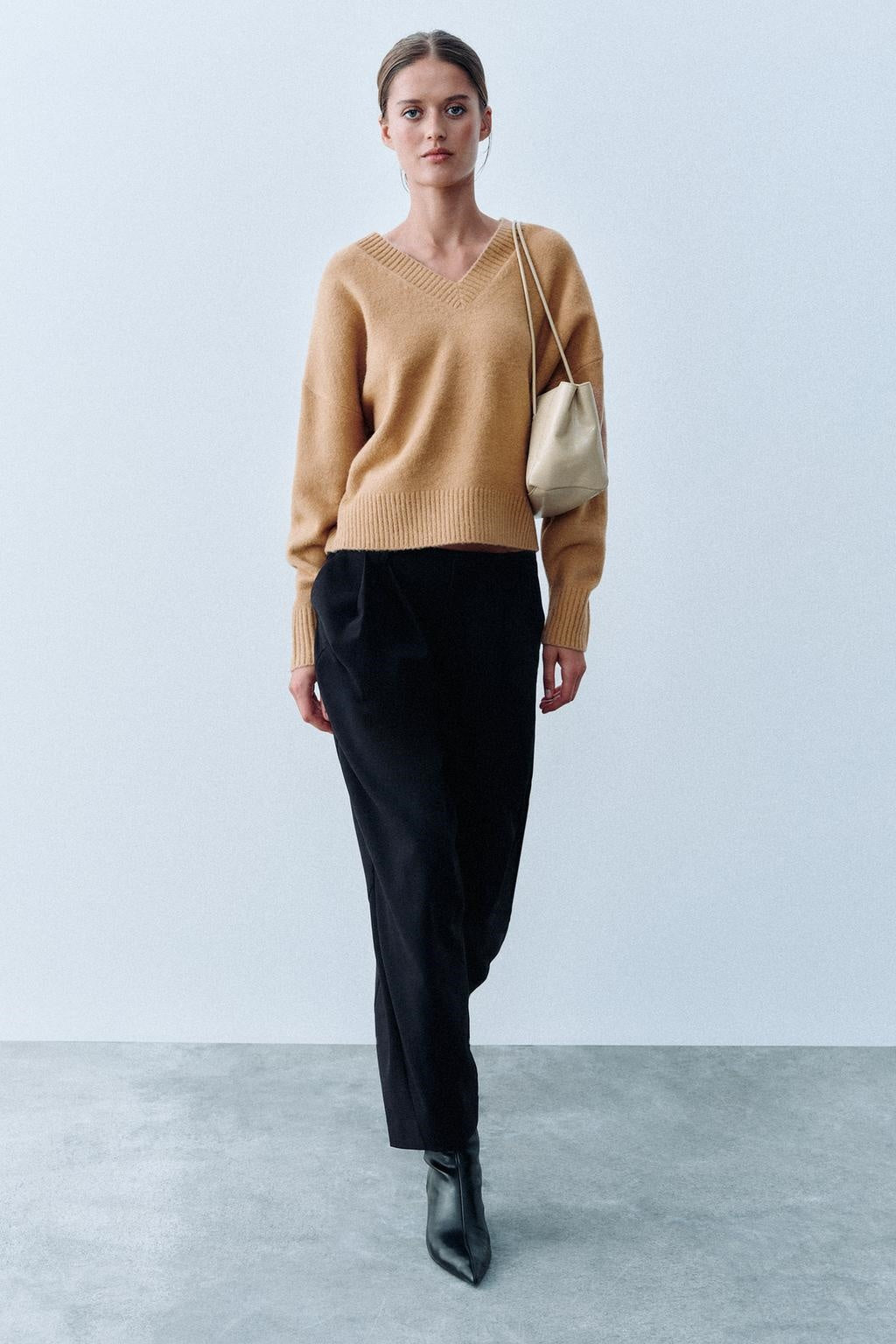 ZA  Relaxed V-Neck Knit Sweater