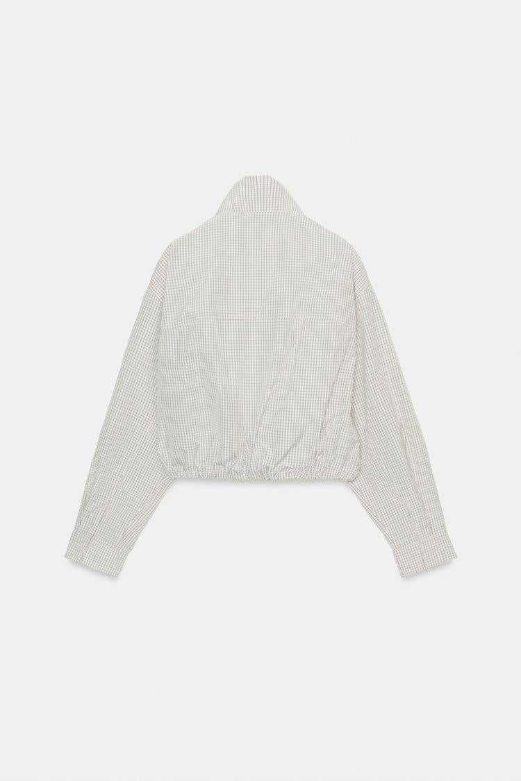 ZA Women’s Check High-Neck Cropped Jacket