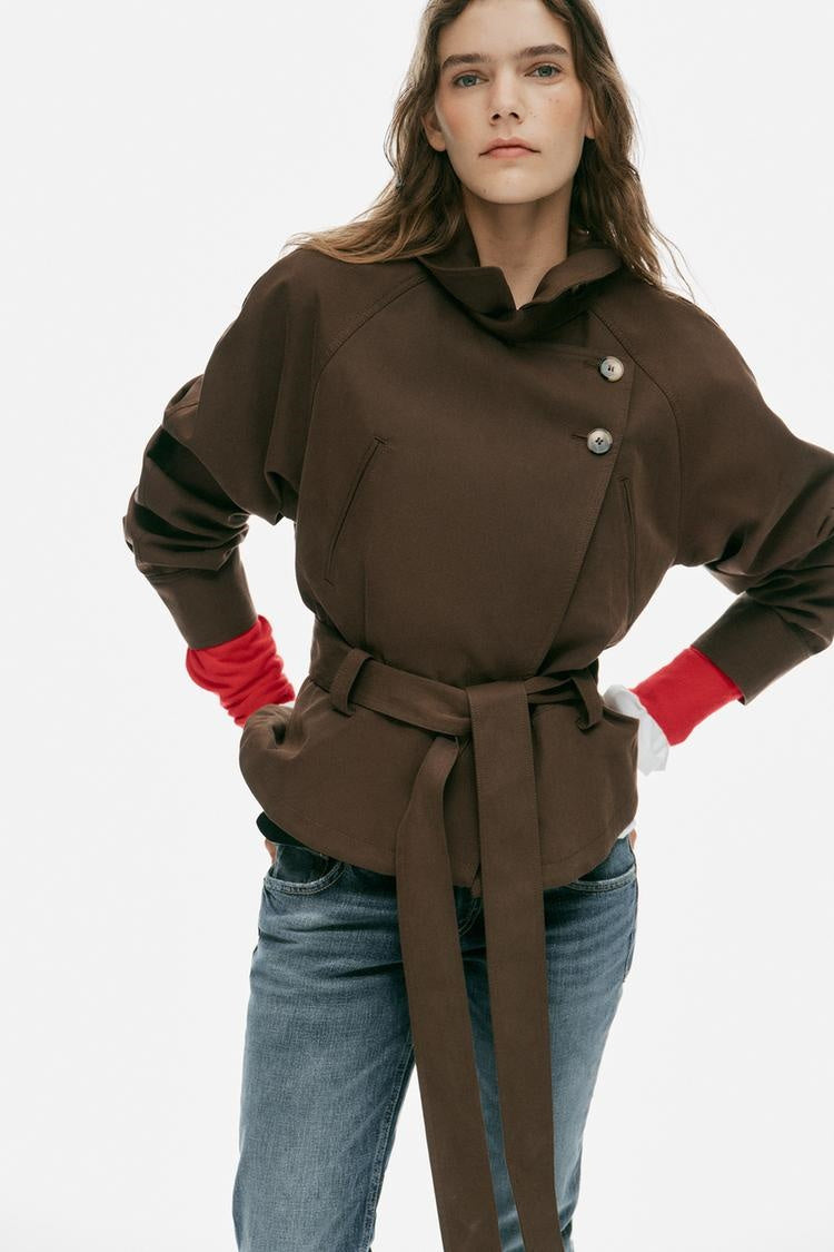 ZA Women’s Brown Belted Jacket
