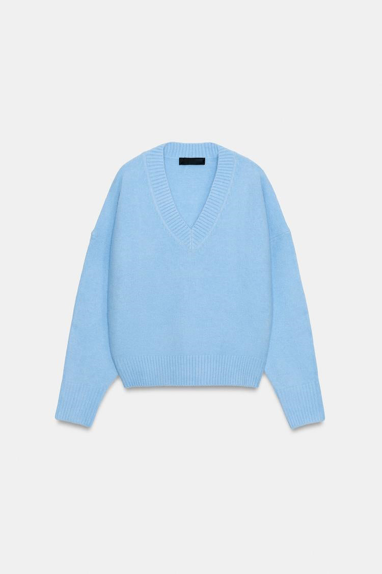 ZA  Relaxed V-Neck Knit Sweater