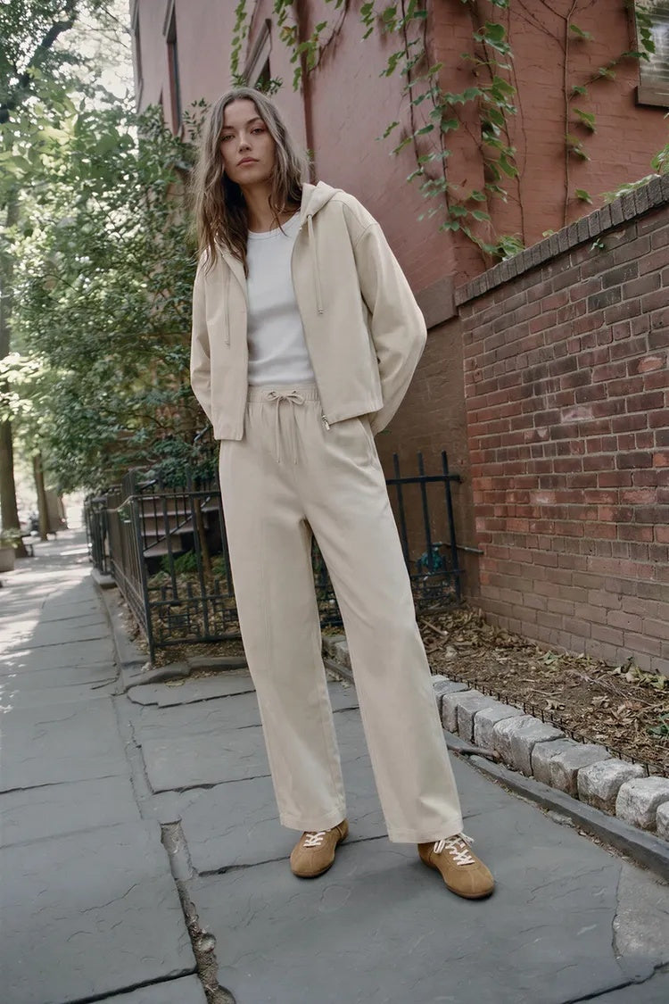 ZA Hooded Jacket & Wide-Leg Pants Set