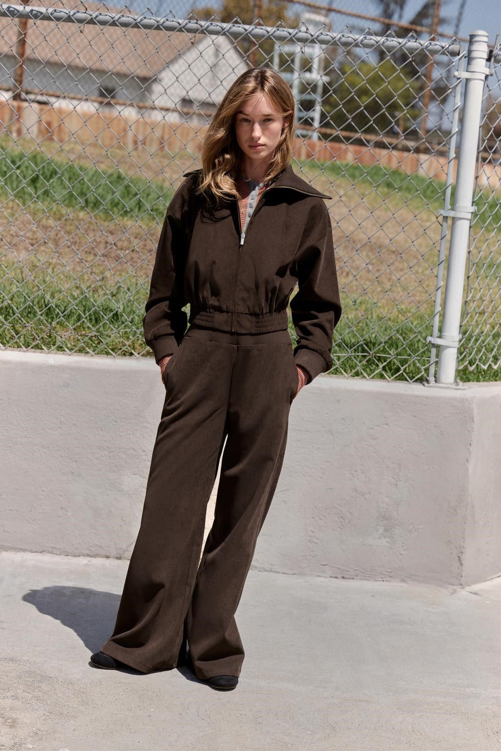 ZA Wide-Leg Zip Jacket Co-Ord Set