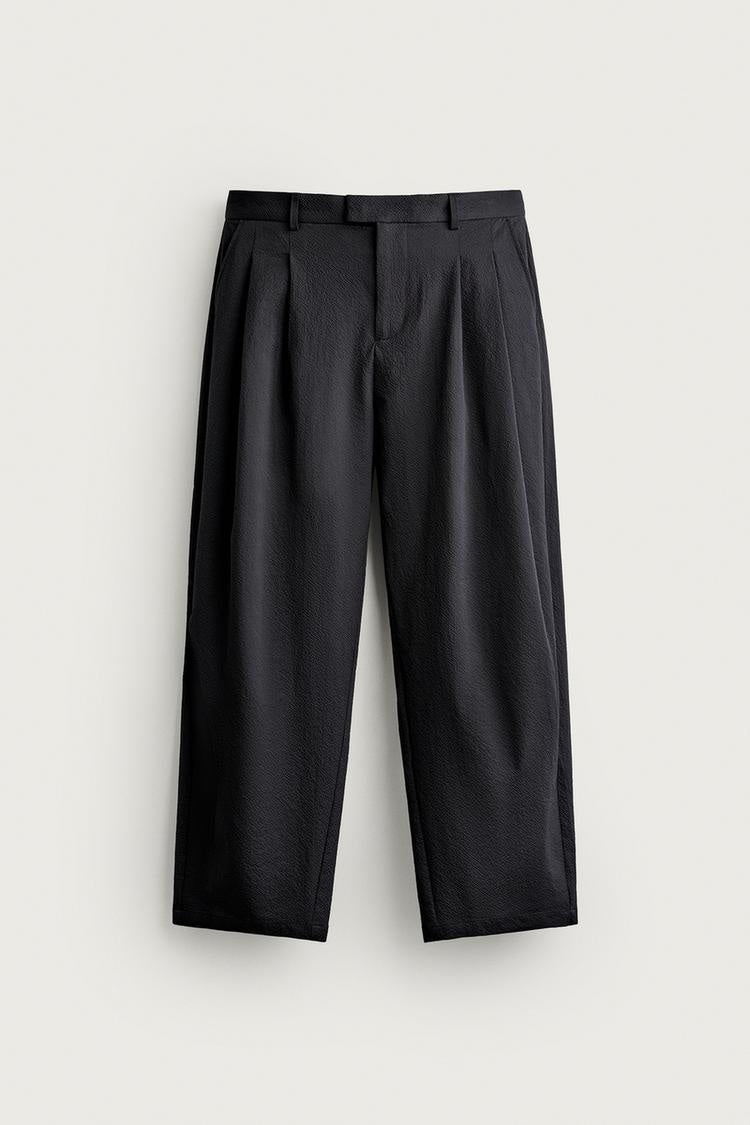 ZA Pleated Wide-Leg Tailored Trousers
