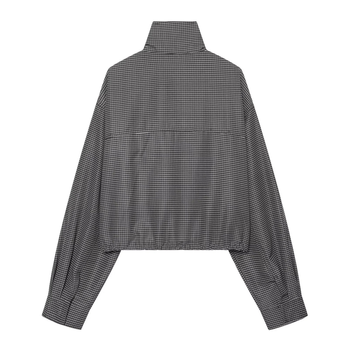 ZA Women’s Check High-Neck Cropped Jacket