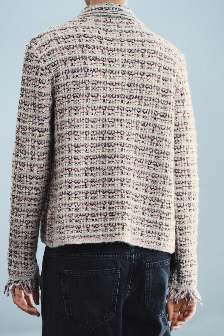 ZA Textured Tweed Button Jacket