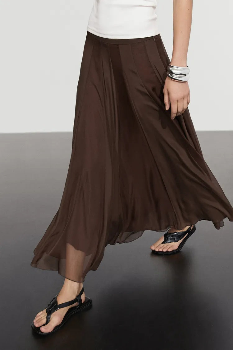 ZA  Satin Flowing Maxi Skirt
