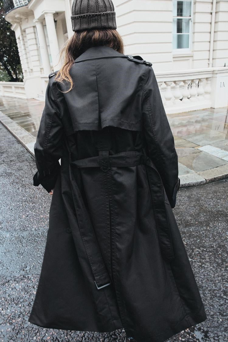 ZA Classic Belted Double-Breasted Trench Coat