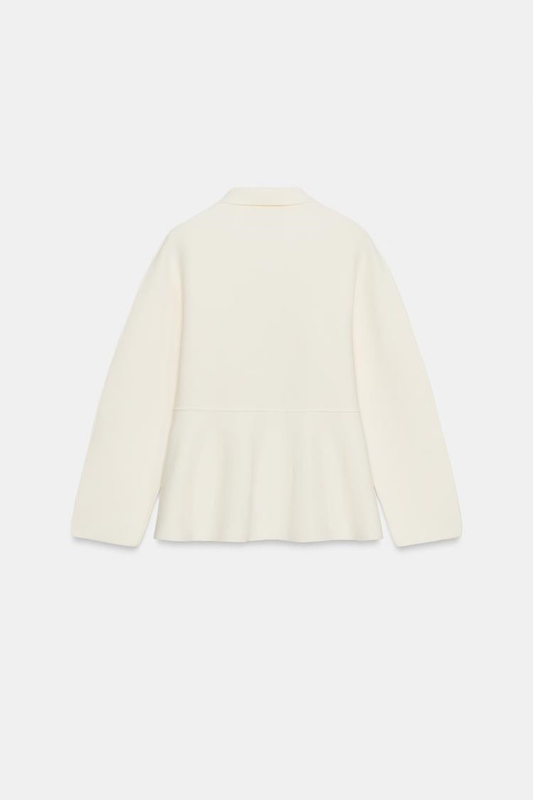 ZA Ivory Peplum Zip-Up Jacket