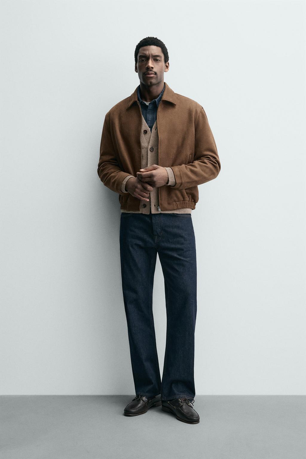 ZA Suede-Effect Zip Jacket