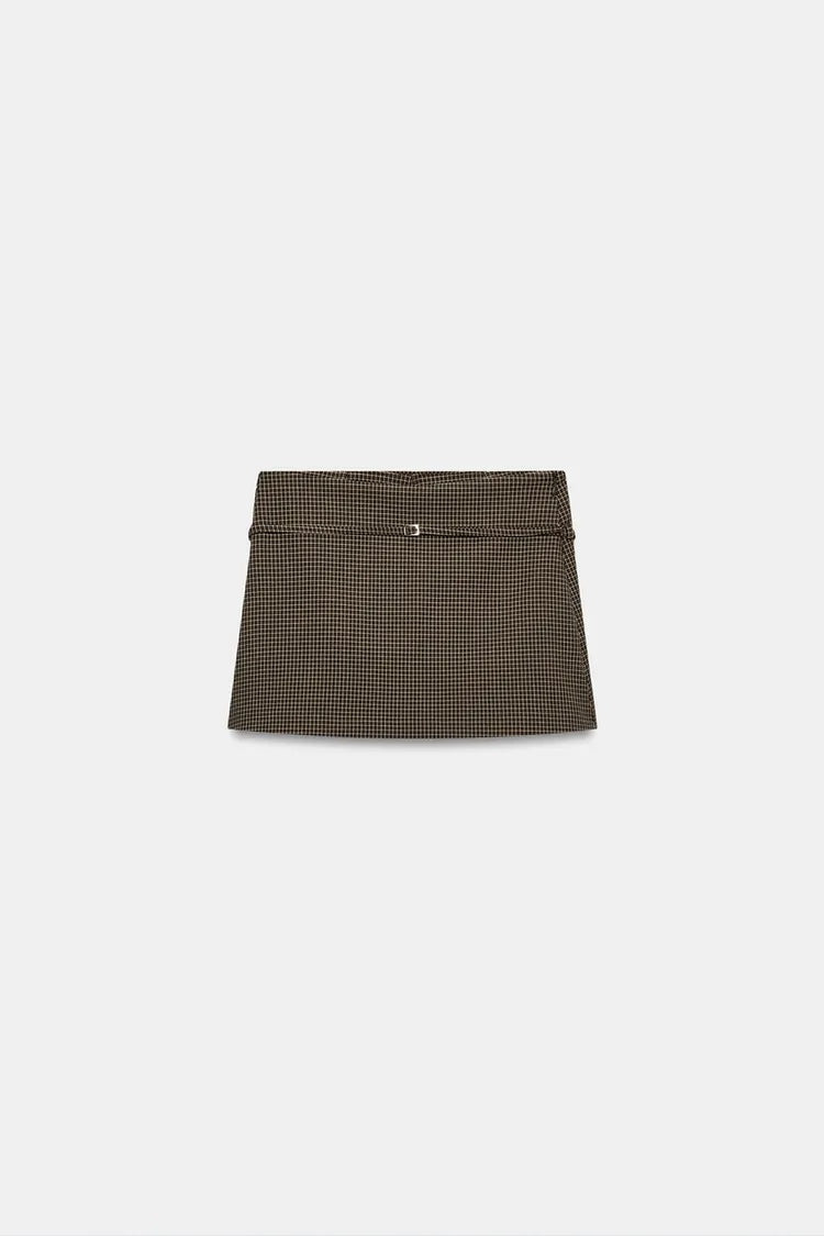 ZA Checked Micro Mini Skirt