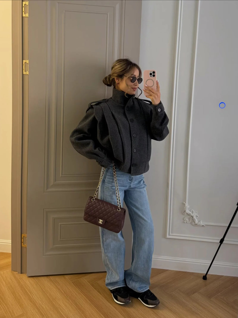 ZA Draped High-Neck Cropped Jacket