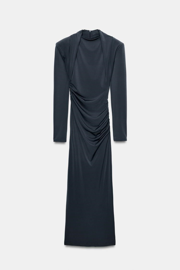 ZA Draped Long-Sleeve Maxi Dress