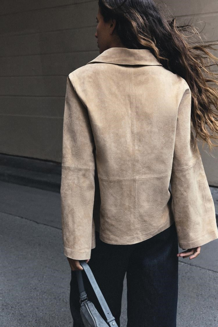 ZA Suede-Effect V-Neck Top