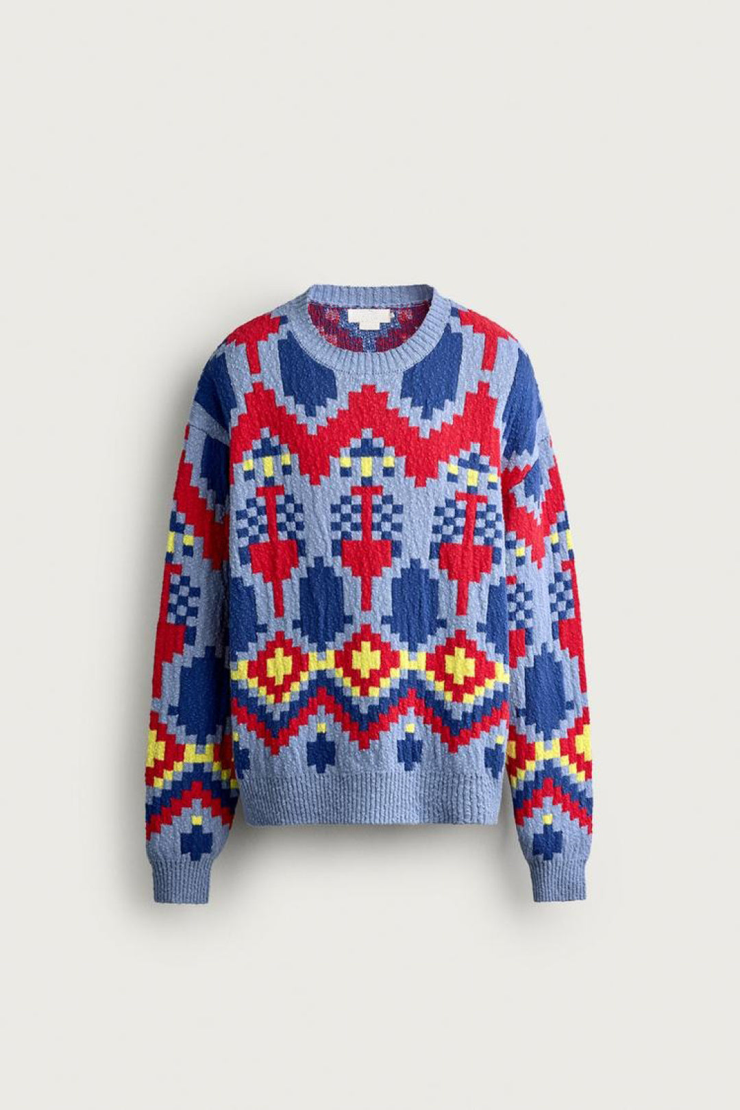 SA Geometric Jacquard Crewneck Sweater