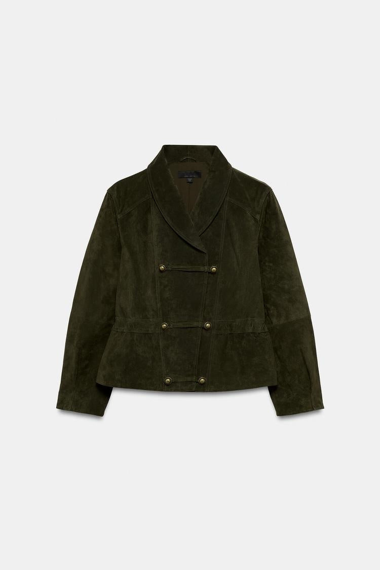 ZA Suede Military-Style Jacket