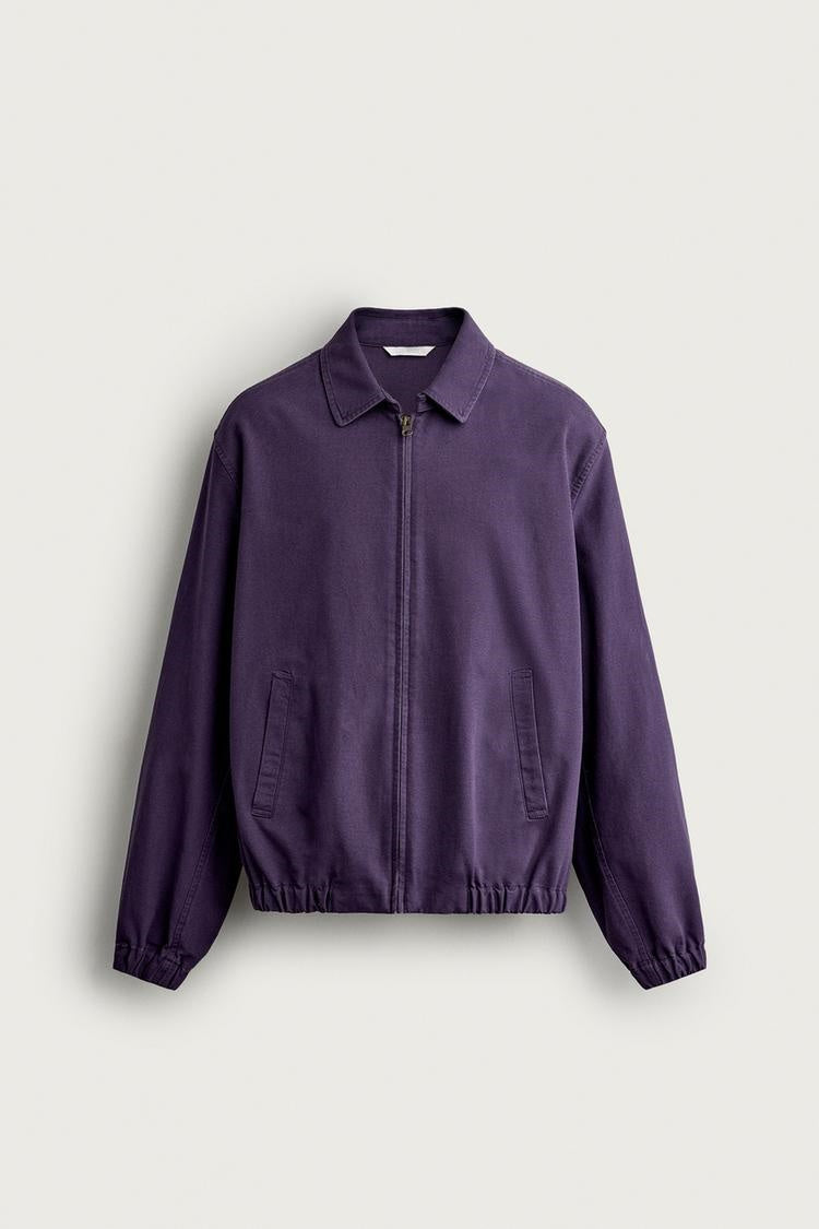 ZA Washed Purple Zip-Up Harrington Jacket