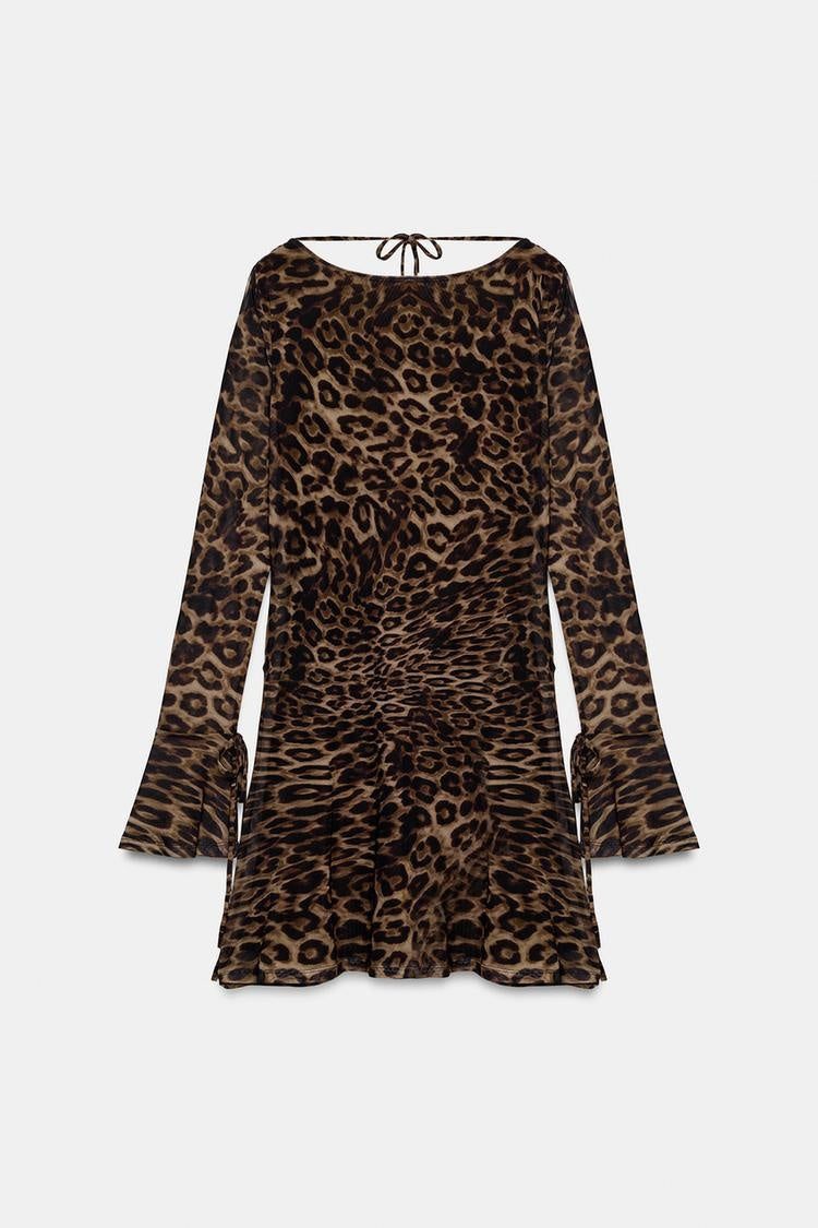 ZA Animal Print Draped Mini Dress