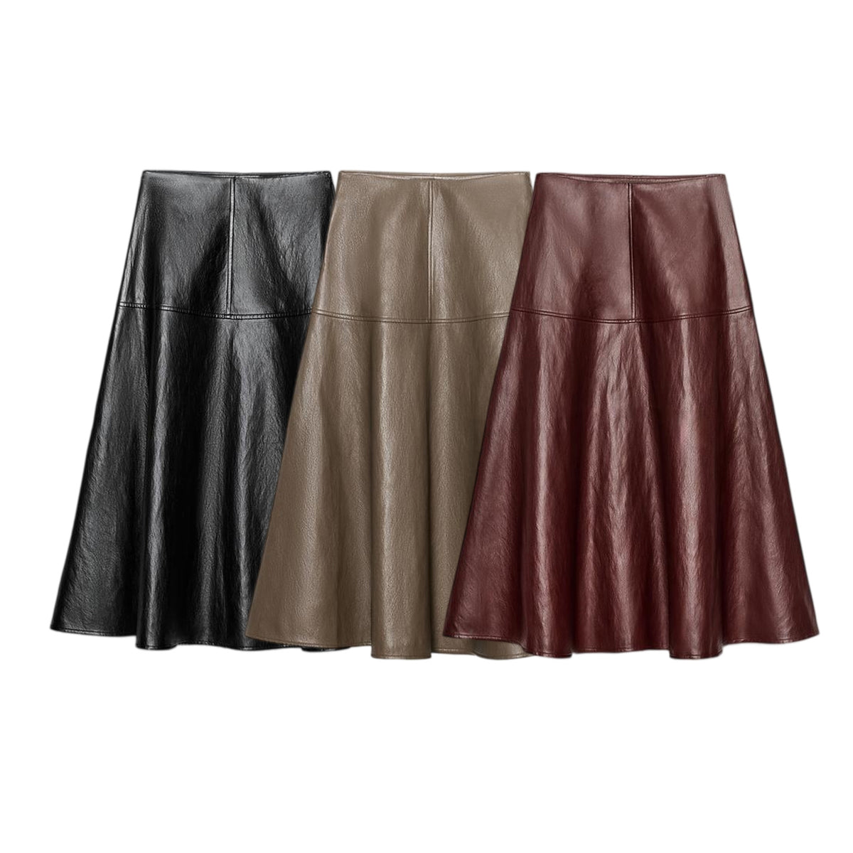 ZA Faux Leather A-Line Midi Skirt