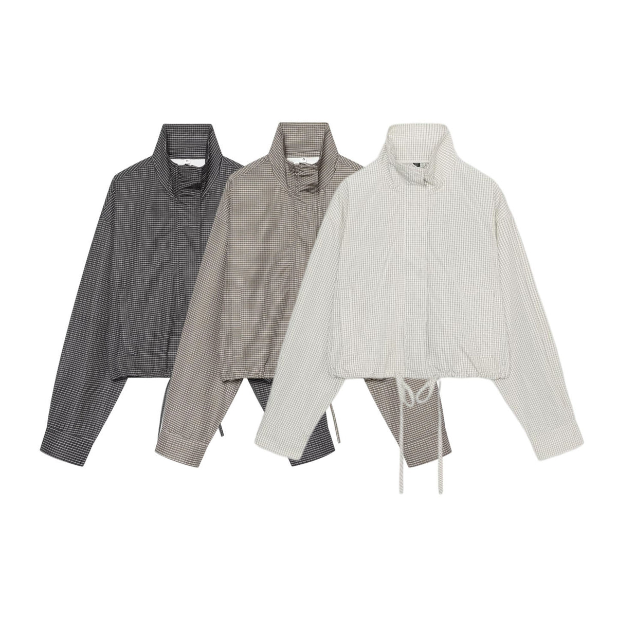 ZA Women’s Check High-Neck Cropped Jacket