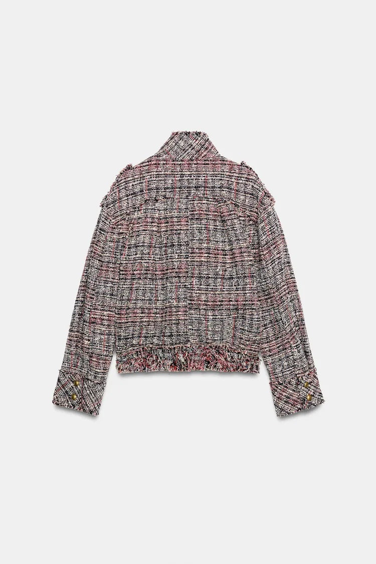 ZA Textured Tweed Fringe Jacket