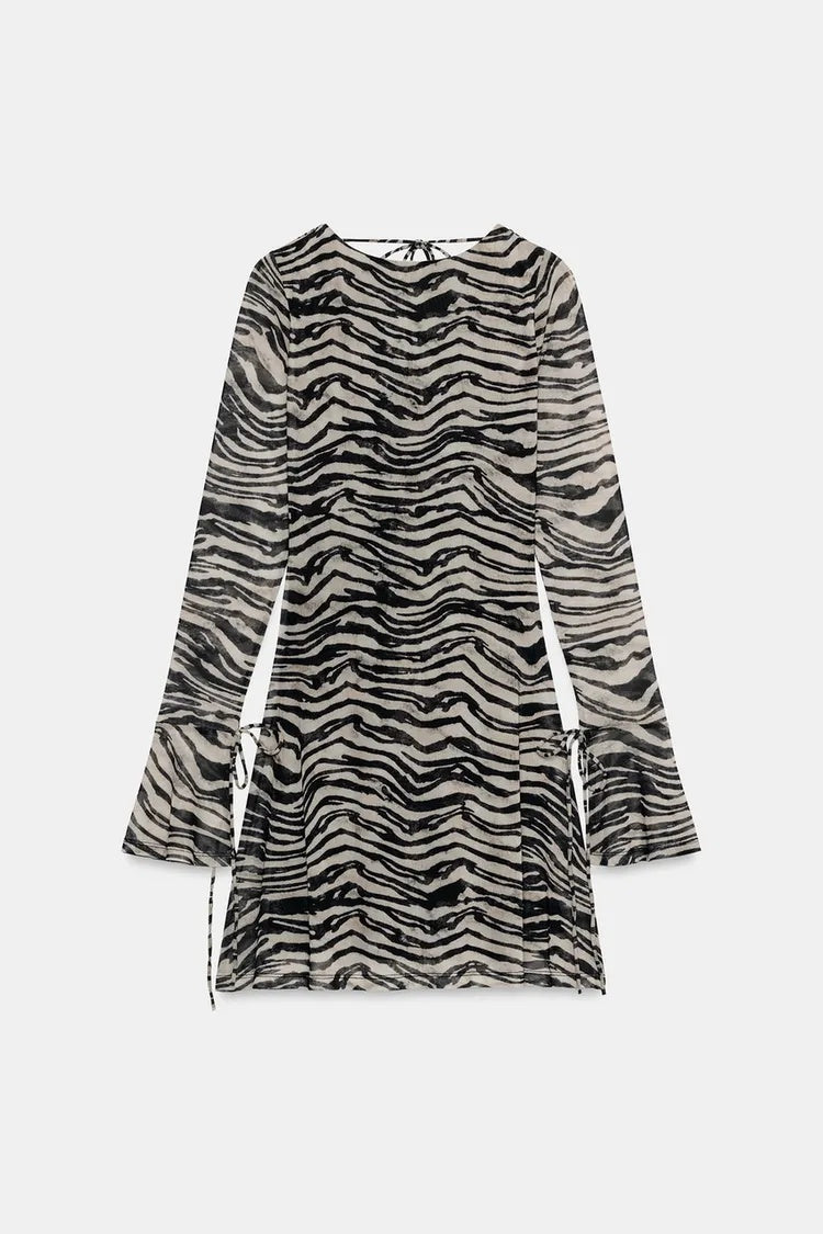 ZA Animal Print Draped Mini Dress