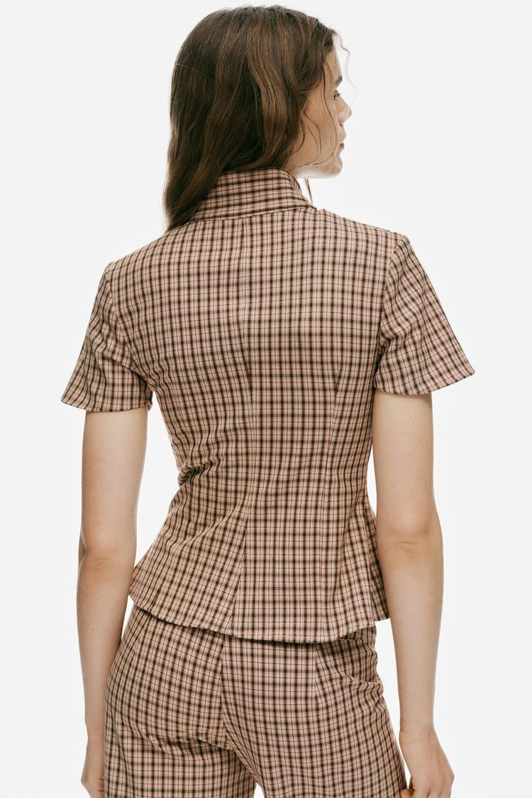ZA Checked Shirt & Wide-Leg Trouser Set
