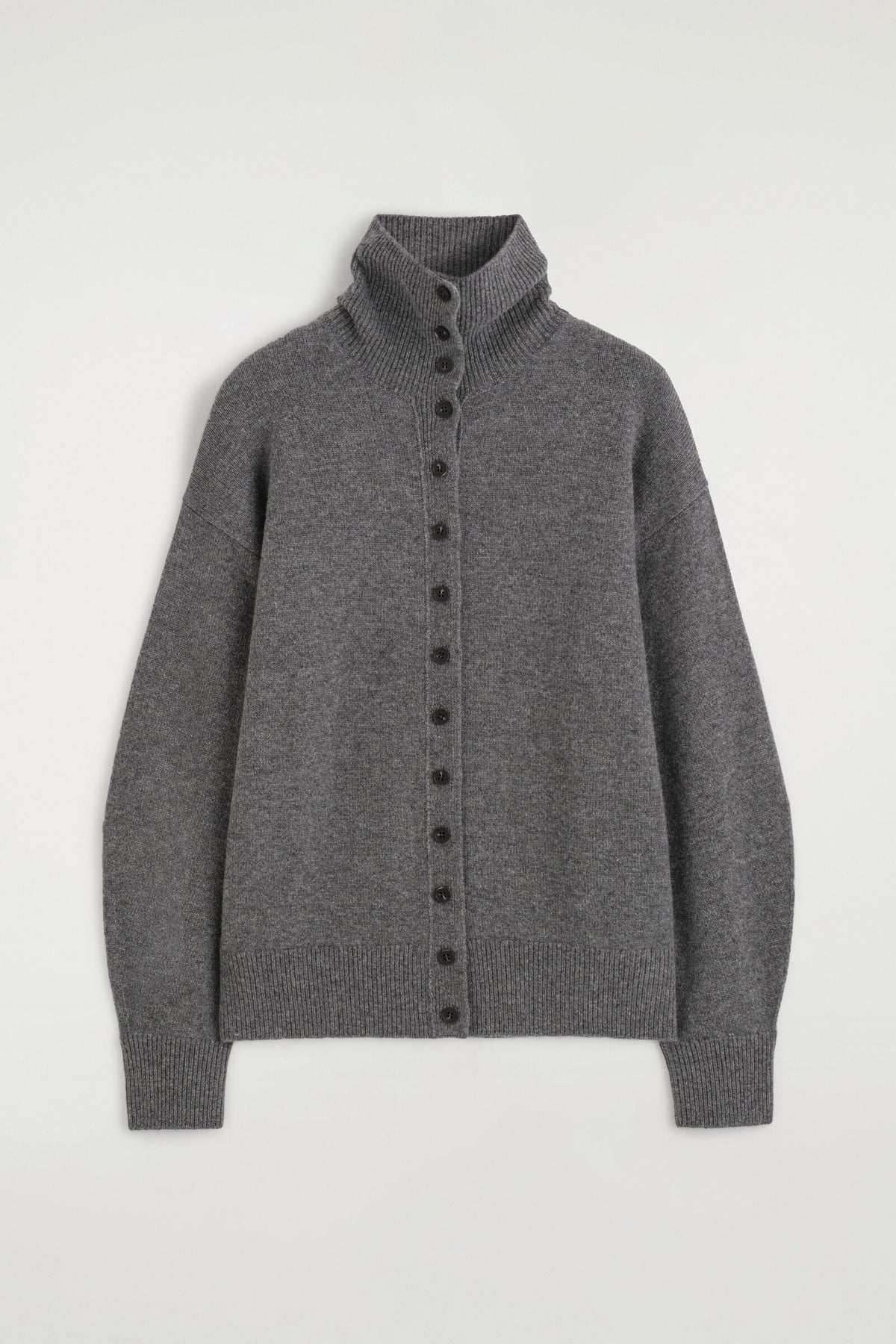 CS High-Neck Button-Up Knit Cardigan