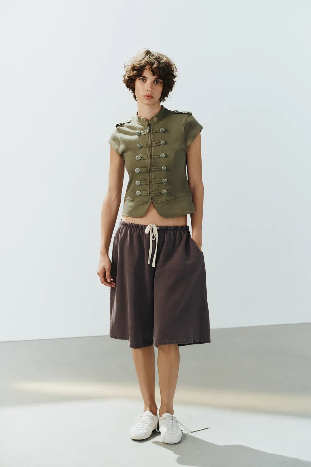ZA Military Button Short-Sleeve Jacket