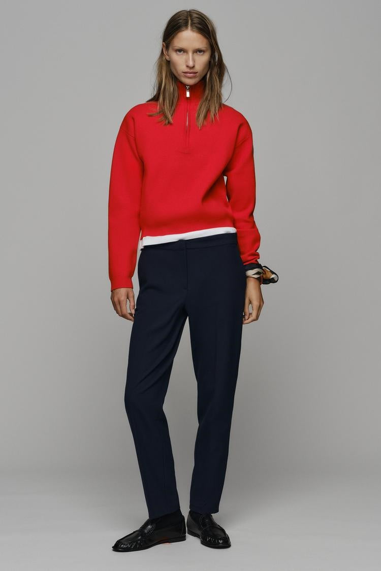 ZA Half-Zip High-Neck Knit Sweater