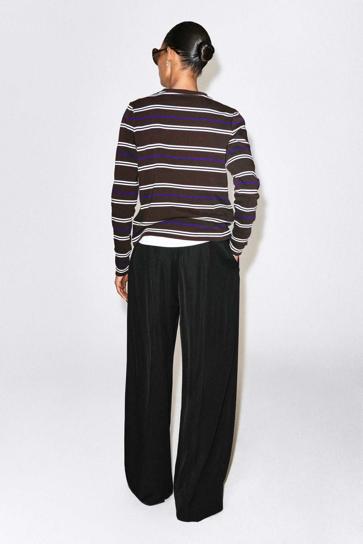 CS Striped Long-Sleeve Crew Neck Top
