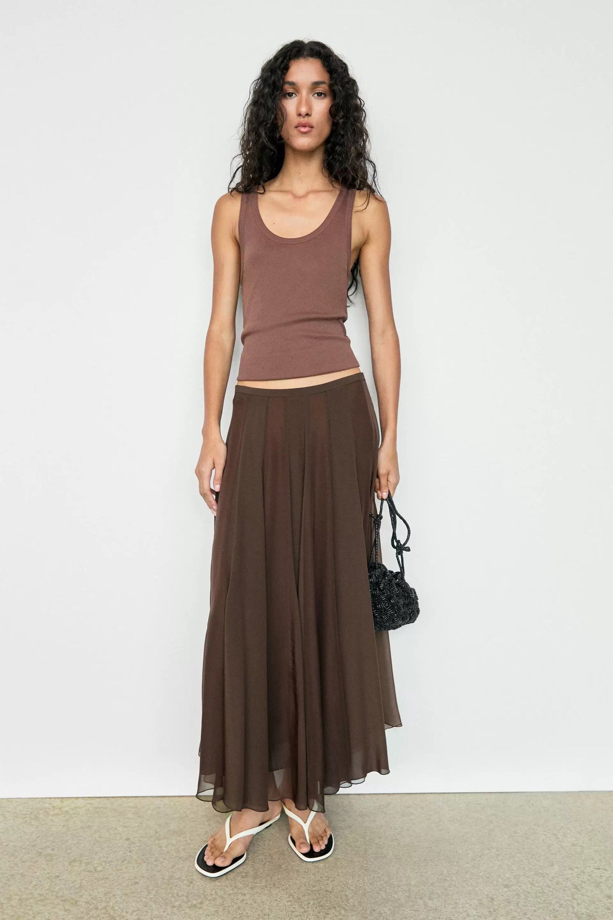 ZA  Satin Flowing Maxi Skirt