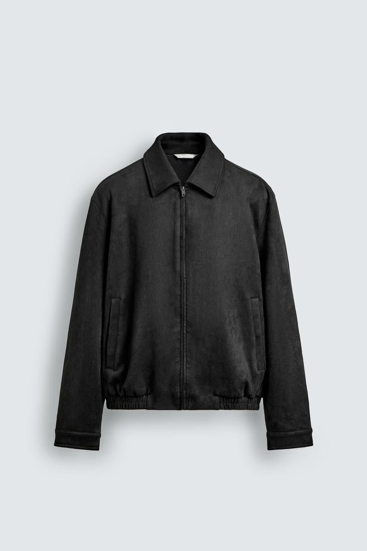 ZA Suede-Effect Zip Jacket