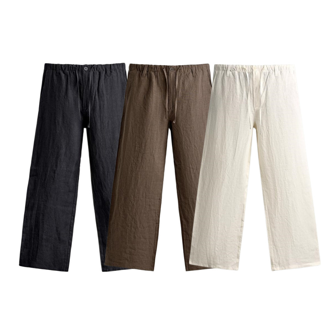 SA Relaxed Wide-Leg Linen Blend Trousers