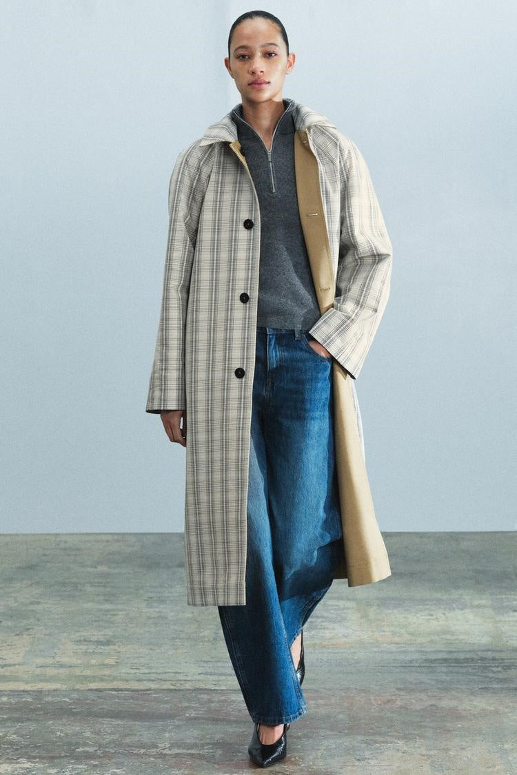 ZA Reversible Check Long Coat