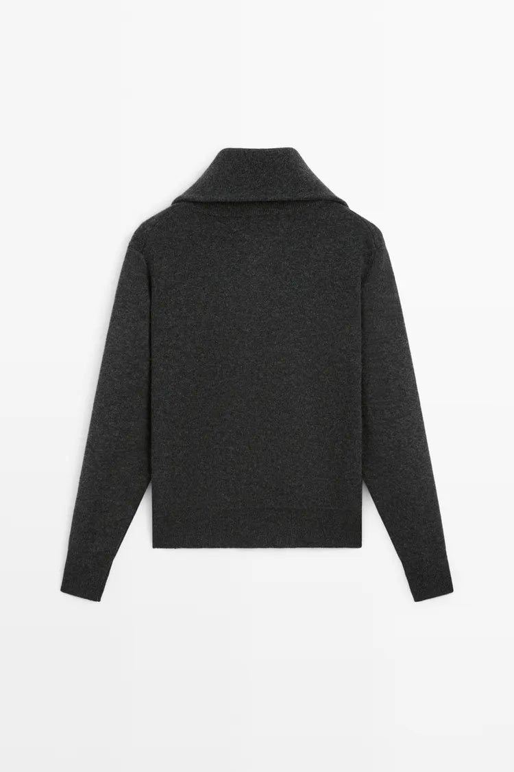 ZA  Half-Zip Wide Collar Knit Sweater