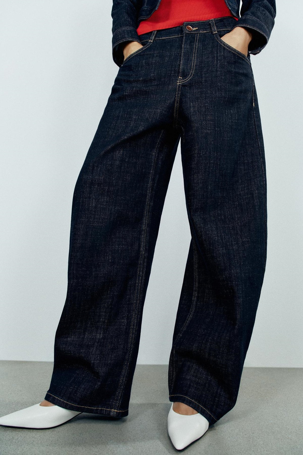 ZA Women’s Dark Denim Jacket &amp; Wide-Leg Jeans Set