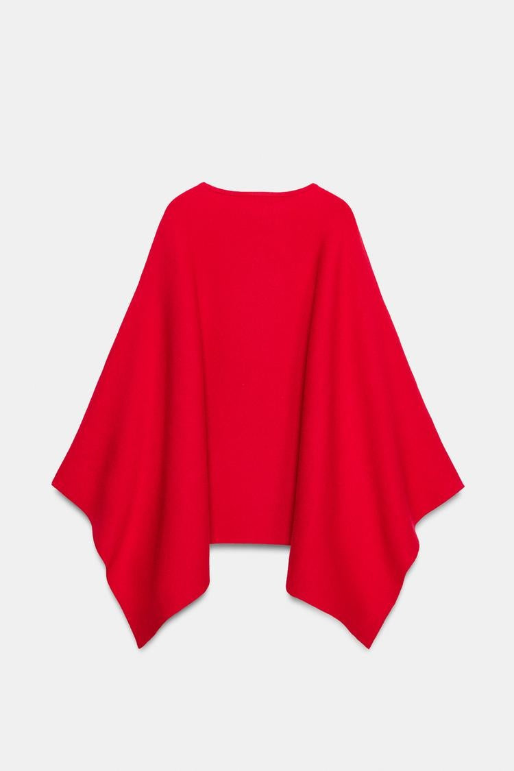 ZA Oversized Asymmetric Knit Poncho Top