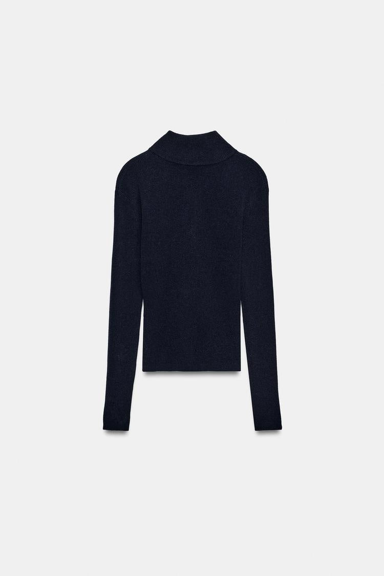 ZA Half-Zip High-Neck Knit Sweater
