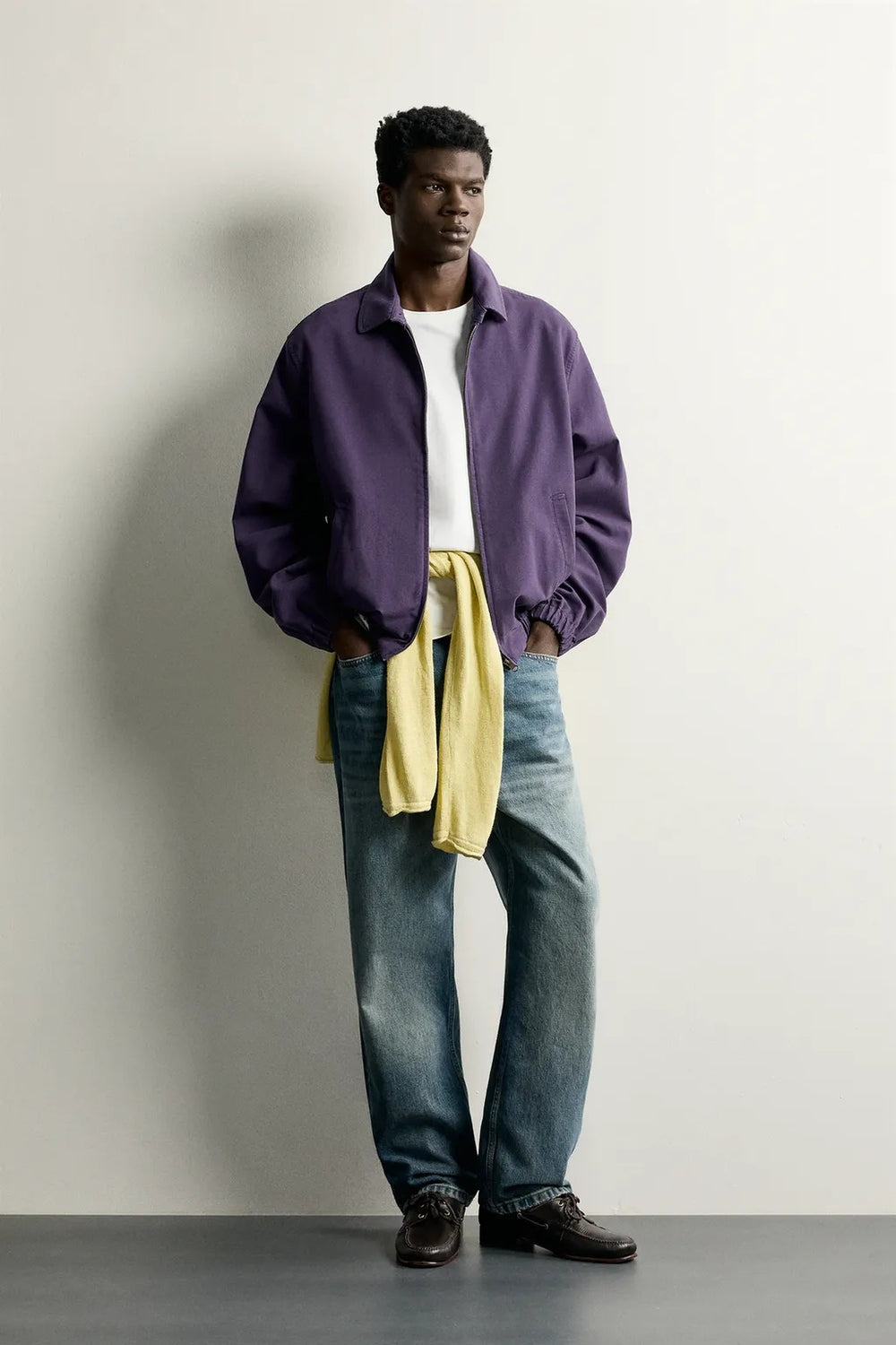 ZA Washed Purple Zip-Up Harrington Jacket