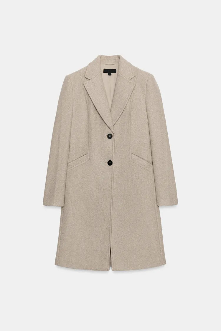 ZA Classic Single-Breasted Long Coat