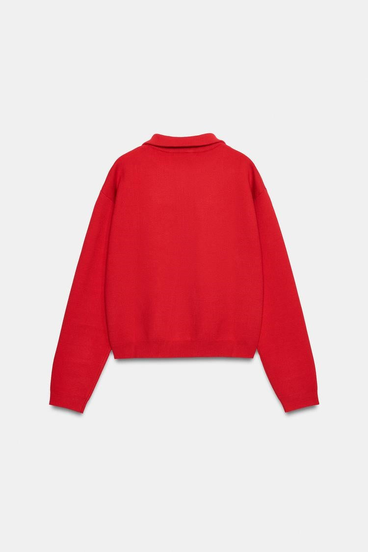 ZA Half-Zip High-Neck Knit Sweater
