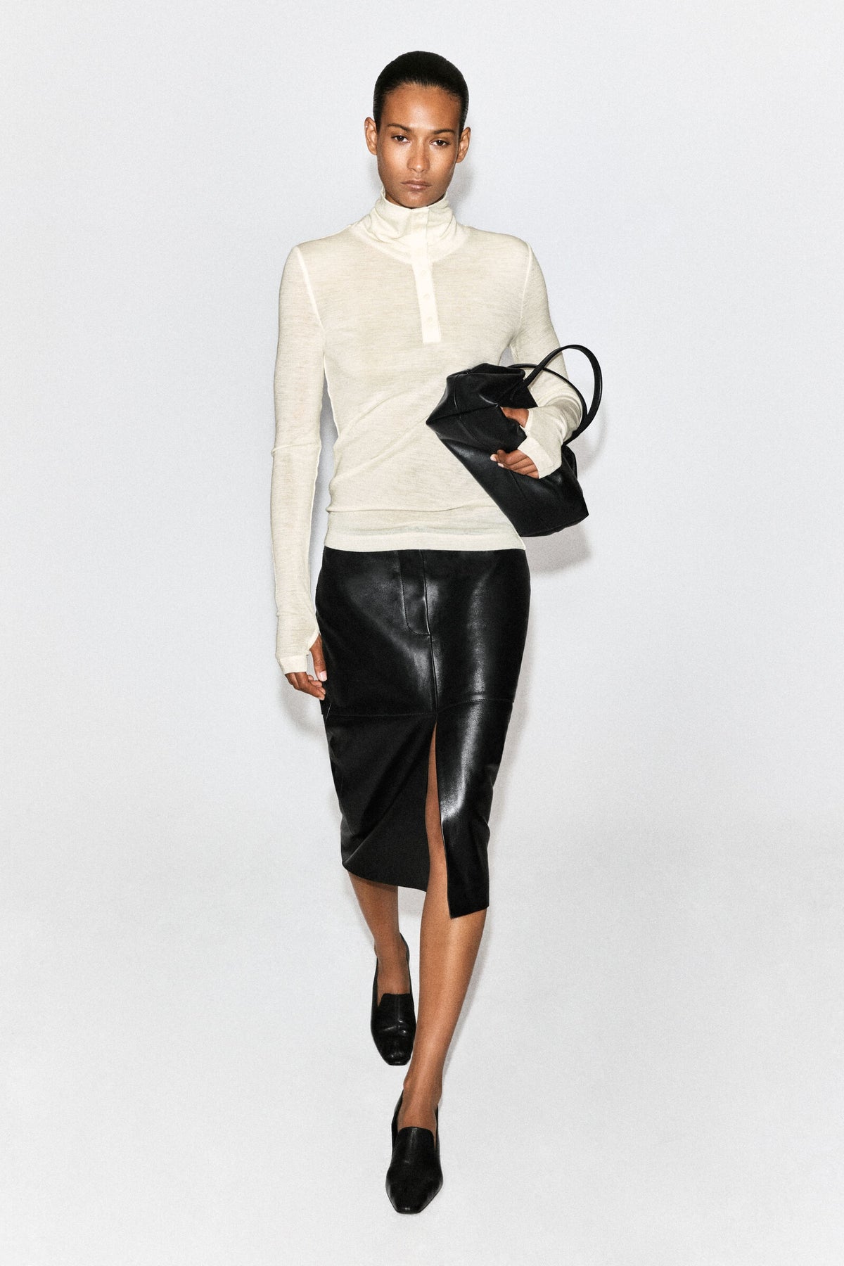 ZA Long-Sleeve Polo Knit Top