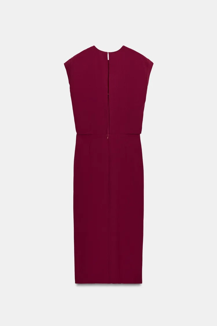 ZA Draped Ruffle Midi Dress