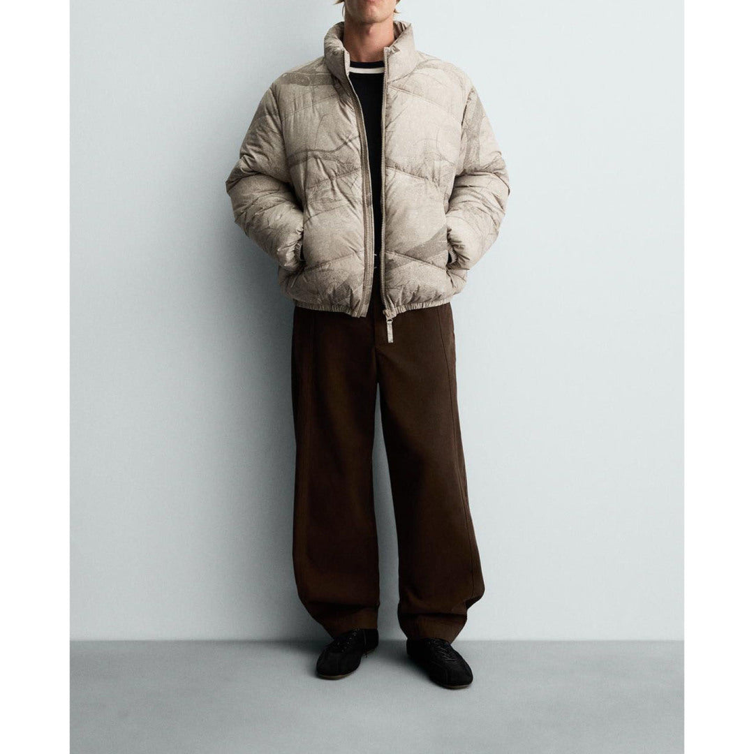 ZA Abstract Print Puffer Jacket