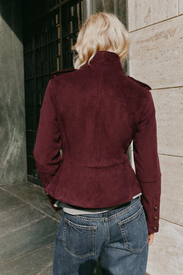 ZA Suede-Effect Military Jacket