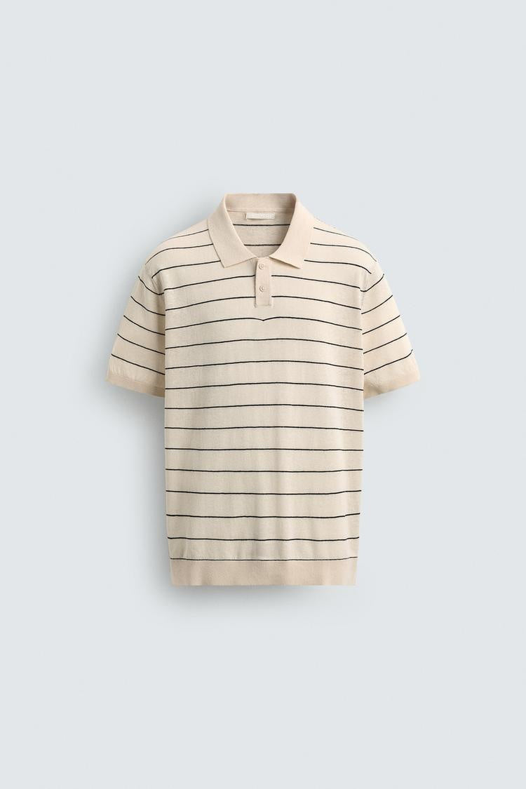 Striped Knit Polo Shirt