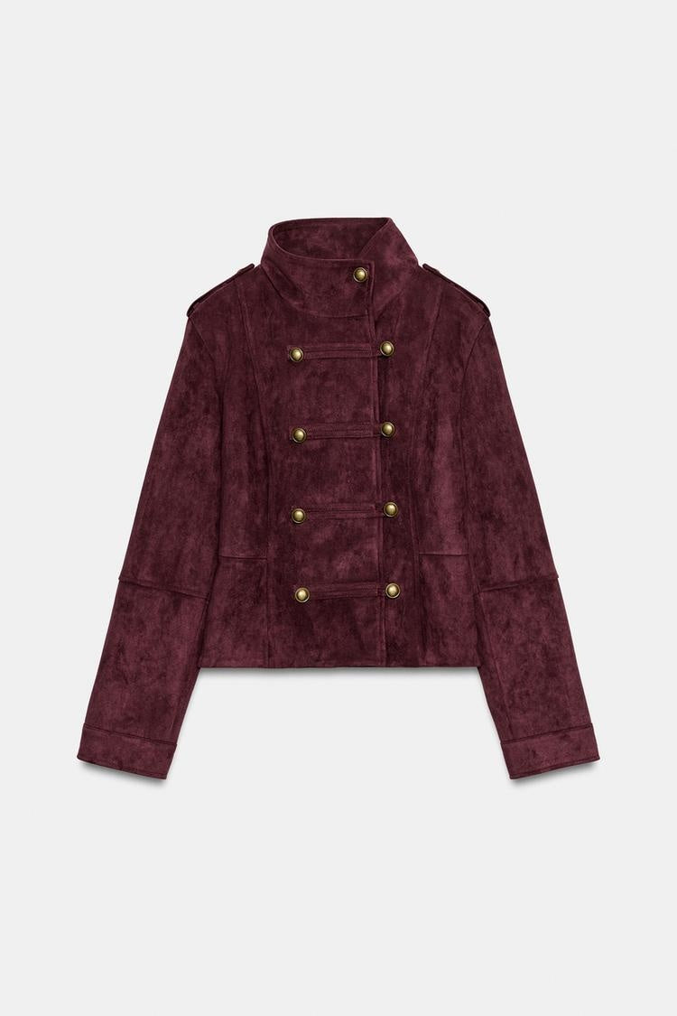 ZA Suede-Effect Military Jacket
